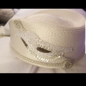 Pill box cream colored elegant hat